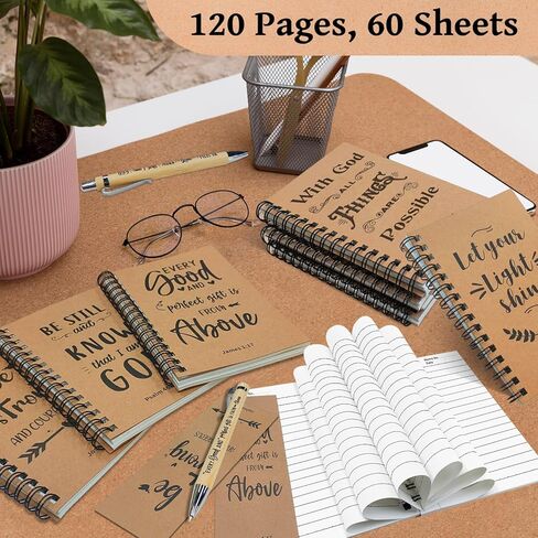 90 Pcs/30 Set Christian Spiral Notebooks Bulk with Ballpoint Pen and Bookmark; Small Prayer Journal Notebook; Christian Gifts for Church Members, Bible Study Groups & Church Families in Kuwait