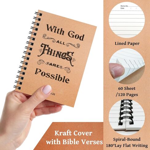 90 Pcs/30 Set Christian Spiral Notebooks Bulk with Ballpoint Pen and Bookmark; Small Prayer Journal Notebook; Christian Gifts for Church Members, Bible Study Groups & Church Families in Kuwait