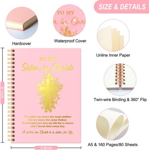 To My Sister In Christ 160 Pages Blank Spiral Notebook, Funny Christian Sister Gifts for Sister, Inspirational Bible Verse Religious Sisters Gifts For Women Best Friends, Faith Gifts in Kuwait