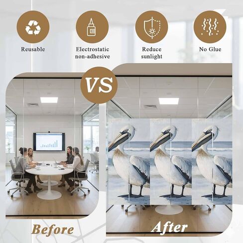 نافذة فيلم الخصوصية متجمد، رسمت البجع ثابت غطاء نافذة الباب، الطيور المحيط الحداثة الرجعية الأشعة فوق البنفسجية حجب فيلم النوافذ للمكتب، الفندق، غرفة النوم، 29.5 × 78.7 بوصة in Kuwait