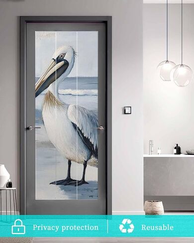 نافذة فيلم الخصوصية متجمد، رسمت البجع ثابت غطاء نافذة الباب، الطيور المحيط الحداثة الرجعية الأشعة فوق البنفسجية حجب فيلم النوافذ للمكتب، الفندق، غرفة النوم، 29.5 × 78.7 بوصة in Kuwait