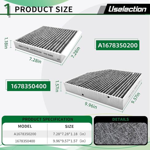 Cabin & Engine Air Filter with Activated Carbon Set for 2020-2024 Mercedes GLE350, GLE450, GLE580, GLS450, GLS580, GLE53 AMG,Select Models, Replaces 1678350200, A1678350400, CU19014, WP10707, WP10544 in Kuwait