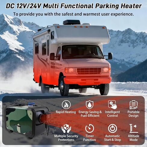 8KW Diesel Heater, 12V/24V All-in-One Parking Heater, Diesel Air Heater with LCD Screen, Bluetooth APP, Heat-Resistant Protective Sleev and 1.2 Gal Fuel Tank for RVs, Campers and Trucks in Saudi Arabia