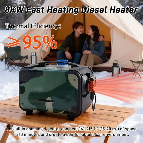 8KW Diesel Heater, 12V/24V All-in-One Parking Heater, Diesel Air Heater with LCD Screen, Bluetooth APP, Heat-Resistant Protective Sleev and 1.2 Gal Fuel Tank for RVs, Campers and Trucks in Saudi Arabia