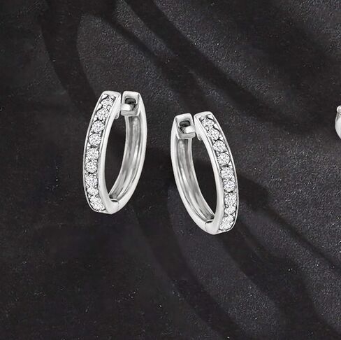 Ross-Simons Diamond Huggie Hoops Earring in 14kt Gold in Saudi Arabia