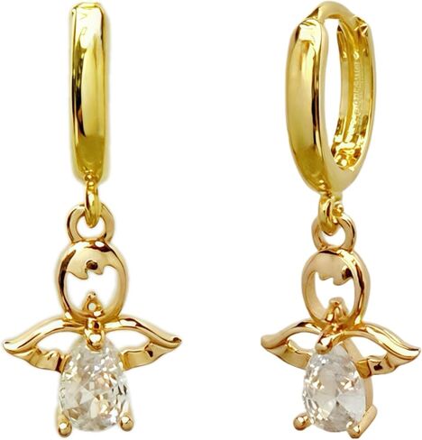 Mini Guardian Angel Huggie Hoop Earrings, Everyday Earrings, 14K Gold Plated, Minimalist Jewelry Gifts for Women Girls in Saudi Arabia