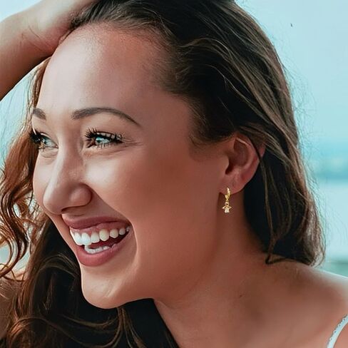 Mini Guardian Angel Huggie Hoop Earrings, Everyday Earrings, 14K Gold Plated, Minimalist Jewelry Gifts for Women Girls in Saudi Arabia