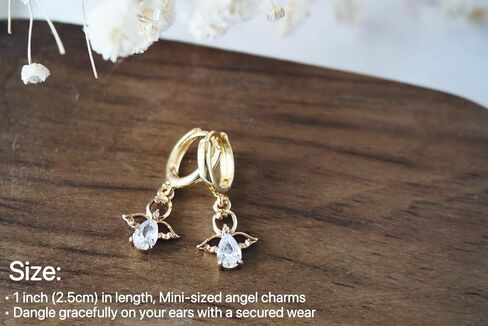 Mini Guardian Angel Huggie Hoop Earrings, Everyday Earrings, 14K Gold Plated, Minimalist Jewelry Gifts for Women Girls in Saudi Arabia