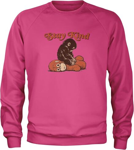 Punch Stay Kind Macaque Adult Crewneck Sweatshirt, Soft Fleece, Graphic Pullover in Saudi Arabia