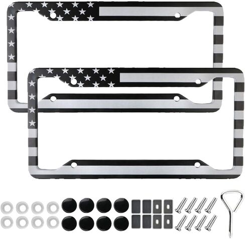 ANBOO 2 Pack License Plate Frames Black, Universal Stainless Steel License Plate Covers & Frames for American Standard Cars,12.6"x6.5" in Kuwait