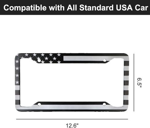 ANBOO 2 Pack License Plate Frames Black, Universal Stainless Steel License Plate Covers & Frames for American Standard Cars,12.6"x6.5" in Kuwait