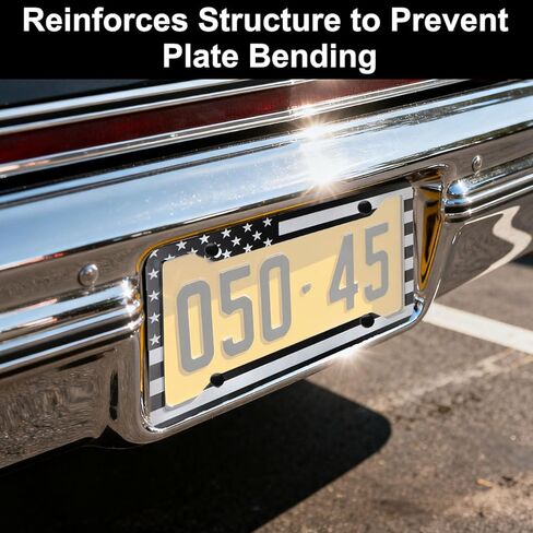 ANBOO 2 Pack License Plate Frames Black, Universal Stainless Steel License Plate Covers & Frames for American Standard Cars,12.6"x6.5" in Kuwait