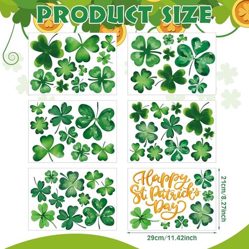 Haull 6 Sheets St. Patrick's Day Wall Stickers Shamrock Wall Decals St Patricks Day Window Clings Green Irish Lucky Art Decor for Spring Home Office Kitchen Party Decor in Saudi Arabia
