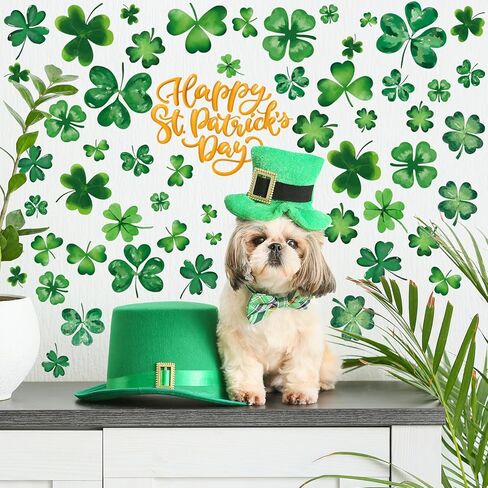 Haull 6 Sheets St. Patrick's Day Wall Stickers Shamrock Wall Decals St Patricks Day Window Clings Green Irish Lucky Art Decor for Spring Home Office Kitchen Party Decor in Saudi Arabia