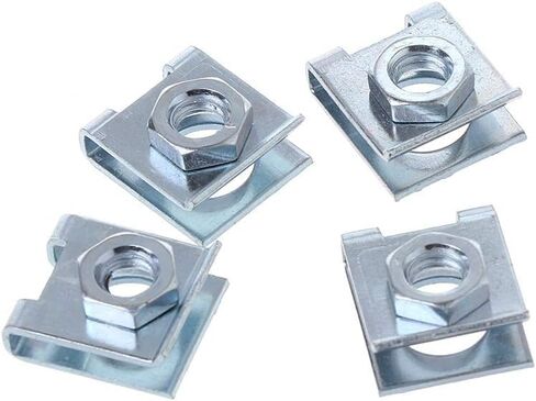 4 قطعة مشابك لوحة ترخيص السيارة، 6 مم معدن فضي على شكل حرف U مشبك تثبيت مع قاعدة لولبية للوحة حماية ممتص الصدمات للمحرك in Kuwait