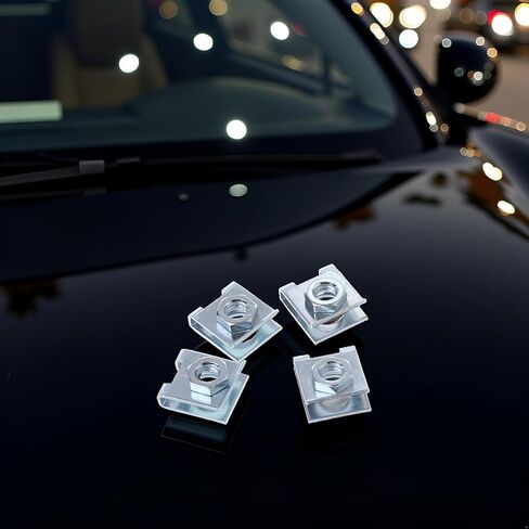 4 قطعة مشابك لوحة ترخيص السيارة، 6 مم معدن فضي على شكل حرف U مشبك تثبيت مع قاعدة لولبية للوحة حماية ممتص الصدمات للمحرك in Kuwait