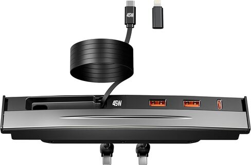 Nycetek USB Hub لطراز Tesla 3/Y، وحدة تحكم مركزية 45W PD شحن سريع قابل للسحب، شاحن محطة إرساء السيارة متعدد المنافذ لعام 2021 2022 2023 Tesla Model 3/Y in Kuwait