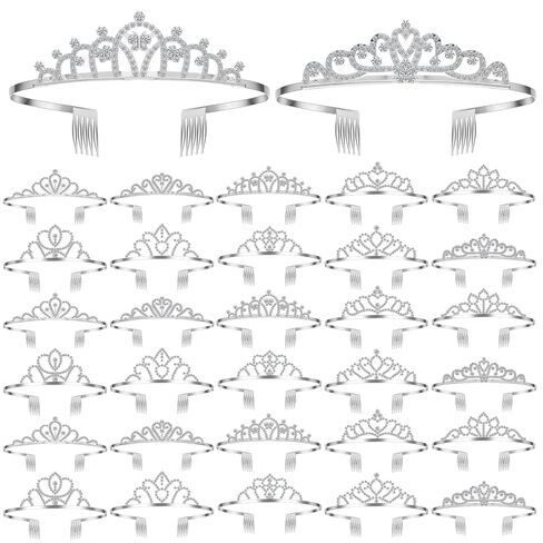Lyrow 30 Pcs Tiara Crowns for Women Bulk Elegant Princess Rhinestone Crown with Combs Crystal Queen Crowns with Comb Headband Silver Princess Tiaras for Birthday Wedding Halloween Christmas in Kuwait