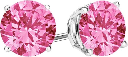 Houston Diamond District 0.5-4 Carat Total Weight Pink Sapphire Stud Earrings 4 Prong Push Back for Women in Saudi Arabia