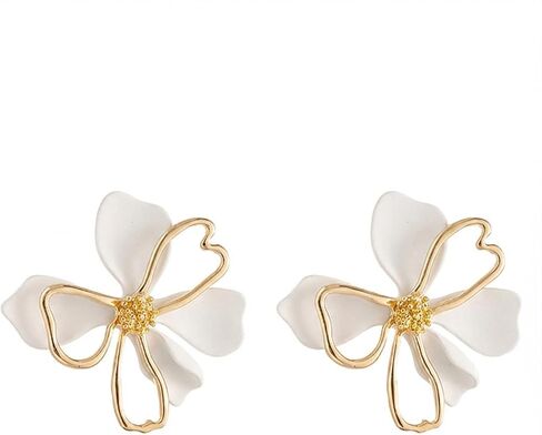 Boho 14K Gold Plated Flower Earrings for Women, Dainty Statement Hollow Floral Stud Earrings, Vintage Bohemian Holiday Beach Jewelry Gifts in Saudi Arabia