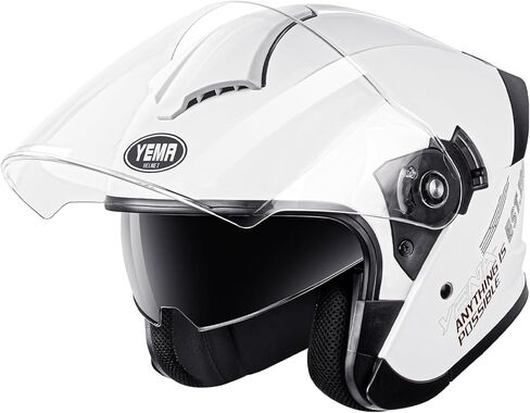 خوذة دراجة نارية مفتوحة الوجه 3/4 من YEMA معتمدة من وزارة النقل - قناع مزدوج، مشبك سريع الفك، خوذات الدراجات النارية للبالغين للرجال والنساء، خوذة دراجة نارية للشارع YM-650 in Kuwait
