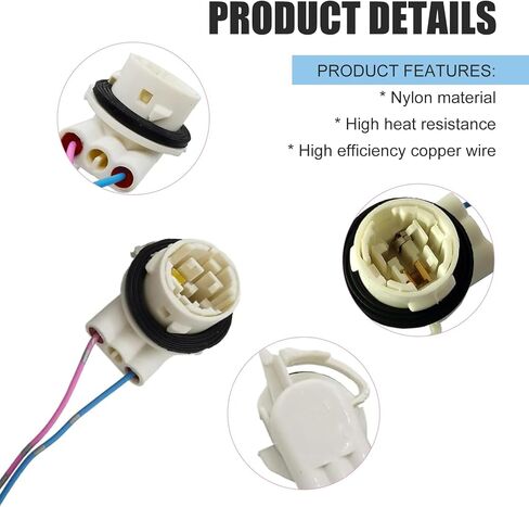 2 PCS Car Brake Light Socket, 3157B Brake Light Adapter Harness Socket, Daytime Running Bulbs Wire Harness Pigtail, Universal for Most Cars (Multicolored) in Kuwait