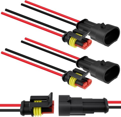 3 مجموعات 2 دبوس موصل موصل مقاوم للماء، 18 AWG ذكر وأنثى قابس سلك مع كابل 15 سم للشاحنة والقوارب وتطبيقات الأسلاك الأخرى in Kuwait