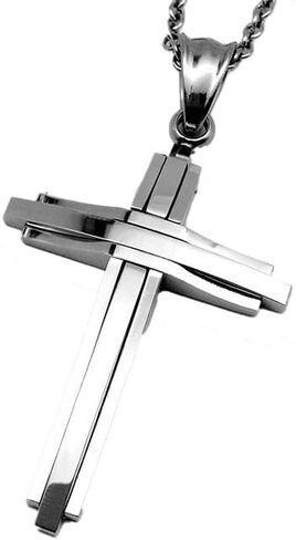DUALZERO Gold and Silver Cross Necklace, Fashion Delicate Stainless Steel Necklace with Good Design in Saudi Arabia