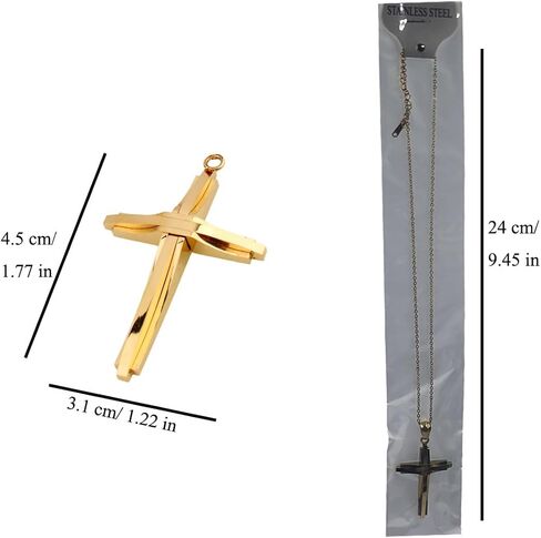 DUALZERO Gold and Silver Cross Necklace, Fashion Delicate Stainless Steel Necklace with Good Design in Saudi Arabia