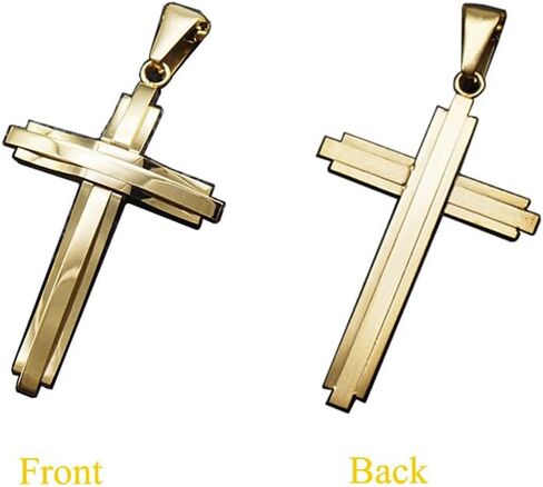 DUALZERO Gold and Silver Cross Necklace, Fashion Delicate Stainless Steel Necklace with Good Design in Saudi Arabia