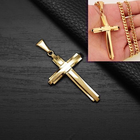 DUALZERO Gold and Silver Cross Necklace, Fashion Delicate Stainless Steel Necklace with Good Design in Saudi Arabia