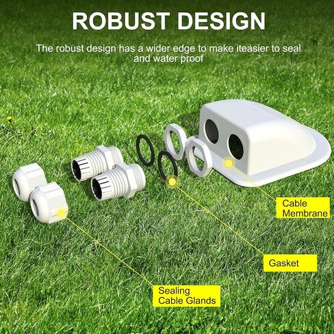 ACOPOWER وصلة دخول كابل مزدوج مقاوم للطقس بالطاقة الشمسية، كابل من خلال سقف RV، صندوق وصلات الطاقة الشمسية ABS، مبيت دخول لكابلات الطاقة الشمسية 14AWG إلى 10AWG لمشروع الطاقة الشمسية على RV، القوارب، القوافل، Campervan in Kuwait