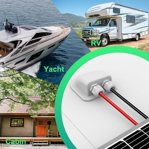 ACOPOWER وصلة دخول كابل مزدوج مقاوم للطقس بالطاقة الشمسية، كابل من خلال سقف RV، صندوق وصلات الطاقة الشمسية ABS، مبيت دخول لكابلات الطاقة الشمسية 14AWG إلى 10AWG لمشروع الطاقة الشمسية على RV، القوارب، القوافل، Campervan in Kuwait