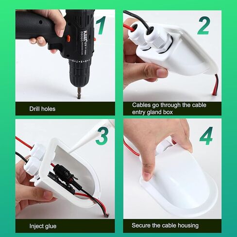 ACOPOWER وصلة دخول كابل مزدوج مقاوم للطقس بالطاقة الشمسية، كابل من خلال سقف RV، صندوق وصلات الطاقة الشمسية ABS، مبيت دخول لكابلات الطاقة الشمسية 14AWG إلى 10AWG لمشروع الطاقة الشمسية على RV، القوارب، القوافل، Campervan in Kuwait