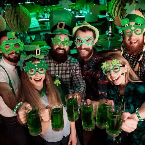 2 Pairs St. Patricks Day Shamrock Glasses Green Plastic Shutter Four Leaf Clover Eyeglasses for Party Supplies in Saudi Arabia