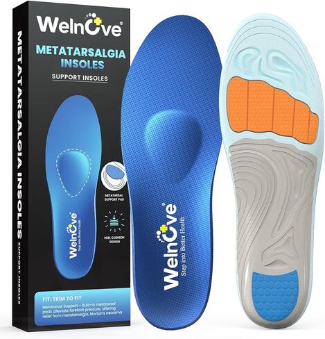 Welnove Arch Support Inserts with Metatarsal Pads, Metatarsal Insoles for Metatarsalgia, Mortons Neuroma Relief,Ball of Foot Pain, Plantar Fasciitis Insoles for Women&Men for Standing All Day-M in Saudi Arabia