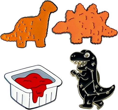 Dinosaur Chicken Nugget Enamel Pins Funny Backpack Pins for Women Men Pop Culture Enamel Pins Cute Cool Button Lapel Brooch Pins for Backpacks Hats in Kuwait