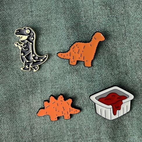 Dinosaur Chicken Nugget Enamel Pins Funny Backpack Pins for Women Men Pop Culture Enamel Pins Cute Cool Button Lapel Brooch Pins for Backpacks Hats in Kuwait