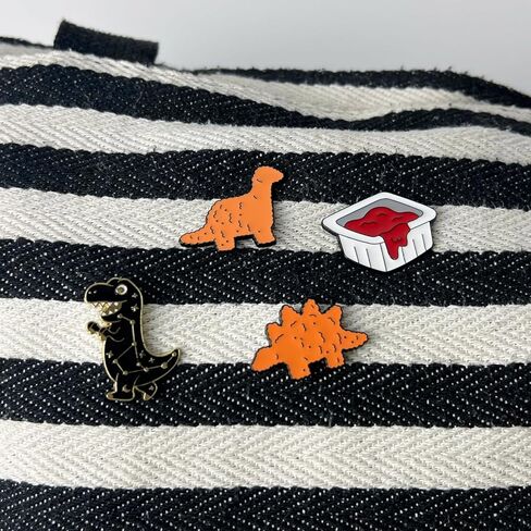 Dinosaur Chicken Nugget Enamel Pins Funny Backpack Pins for Women Men Pop Culture Enamel Pins Cute Cool Button Lapel Brooch Pins for Backpacks Hats in Kuwait