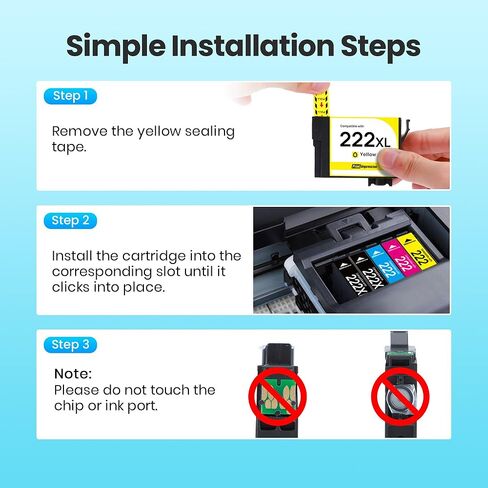 لخراطيش الحبر 222XL لطابعة Epson المعاد تصنيعها لخراطيش الحبر Epson 222XL مجموعة كومبو لحبر Epson 222 Workforce WF-2960 Expression XP-5200 (5 عبوات) in Kuwait