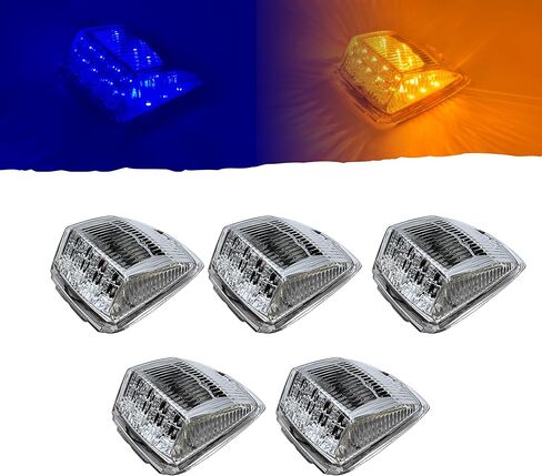 All Star Truck Parts] 5x Super Bright Amber Yellow 17 LED علامة الكابينة أعلى التخليص أضواء السقف استبدال الجمعية لمقطورة نصف شاحنة Kenworth Peterbilt Freightliner Mack فولفو الدولية DOT in Kuwait