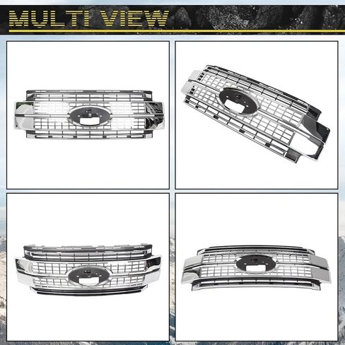 KUAFU Front Grille Compatible with 2017 2018 2019 Ford F250 F350 F450 F550 Super Duty Front Chrome Bumper Hood Grill in Saudi Arabia