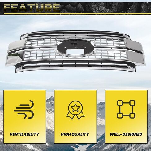 KUAFU Front Grille Compatible with 2017 2018 2019 Ford F250 F350 F450 F550 Super Duty Front Chrome Bumper Hood Grill in Saudi Arabia