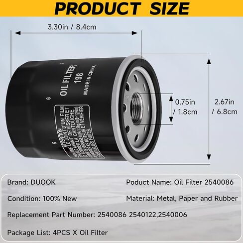 4pcs Oil Filter 2540086 2540122 Compatible with Polaris Ranger 570 700 800 900 1000 Crew XP RZR 570 800 900 1000 Sportsman 600 700 800 General 1000 RZR S 800 RZR 4 800 900 ACE 500 570 900 in Kuwait