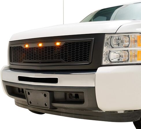 شبكة LED بديلة لشبكة ABS العلوية من EAG مع مصابيح LED كهرمانية - أسود غير لامع مناسب لـ 07-13 Silverado 1500 in Saudi Arabia
