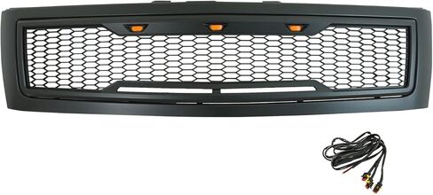 شبكة LED بديلة لشبكة ABS العلوية من EAG مع مصابيح LED كهرمانية - أسود غير لامع مناسب لـ 07-13 Silverado 1500 in Saudi Arabia