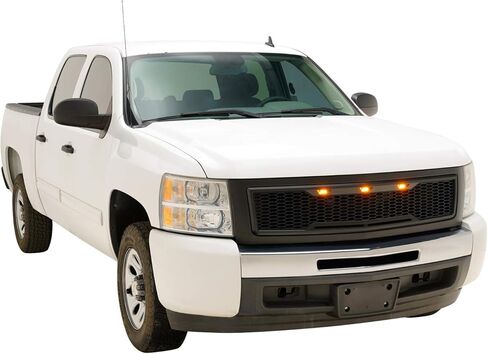 شبكة LED بديلة لشبكة ABS العلوية من EAG مع مصابيح LED كهرمانية - أسود غير لامع مناسب لـ 07-13 Silverado 1500 in Saudi Arabia