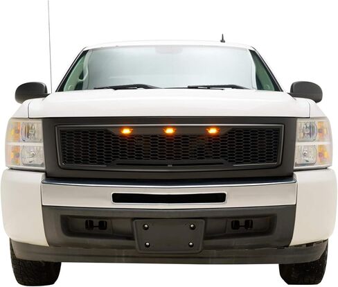 شبكة LED بديلة لشبكة ABS العلوية من EAG مع مصابيح LED كهرمانية - أسود غير لامع مناسب لـ 07-13 Silverado 1500 in Saudi Arabia