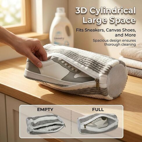 4 عبوات من أكياس غسيل الأحذية في الغسالة، حقيبة أحذية الغسيل للغسالة، أكياس غسيل الأحذية القابلة لإعادة الاستخدام مع تصميم سحاب متين ذاتي القفل، تنظيف عميق 360 درجة للأحذية الرياضية/النعال/التنس/أحذية الجري in Kuwait