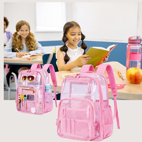 Clear Backpack Heavy Duty - For Concert Sport Work Venues Bookbag Waterproof Stadium Approved See Through Transparent Pvc Backpack Large- For Youths And Adults in Kuwait